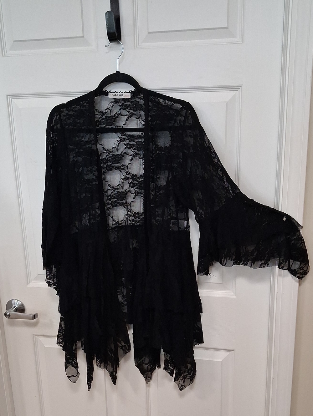 Origami by Vivien Black Lace Layered Duster